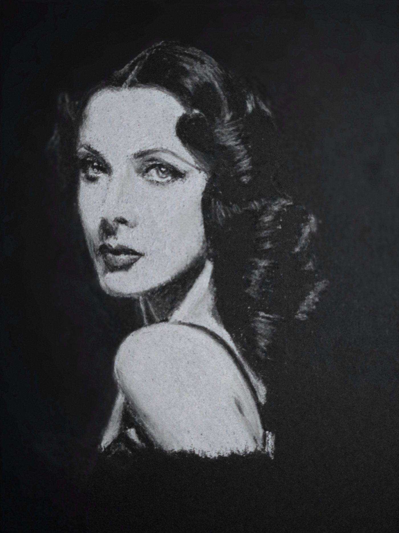 Hedy Lamarr II - Pastelportret door Massin Art